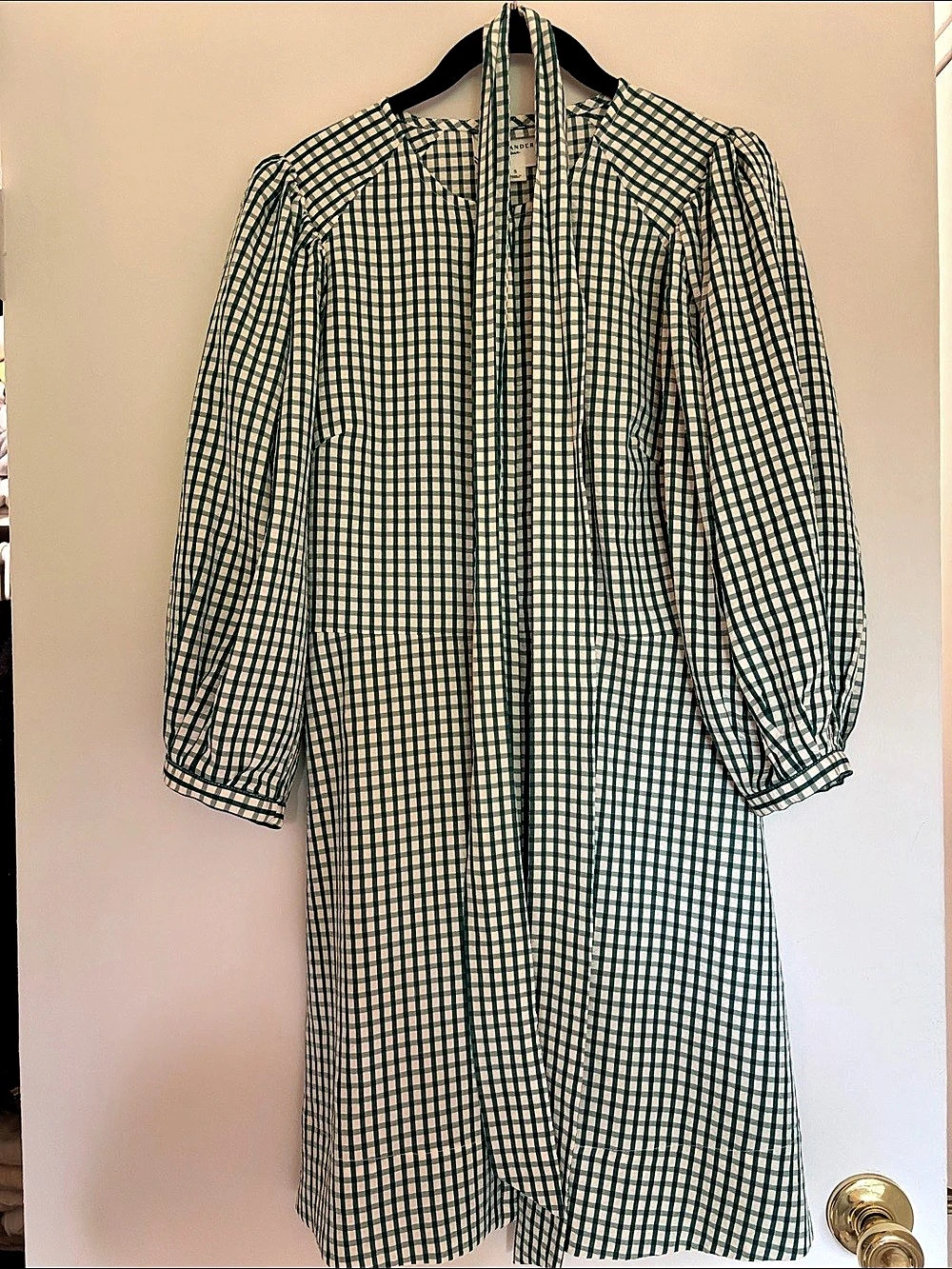 Tuckernuck Cordelia Dress Gingham Mini Dress in Green & White Size Small